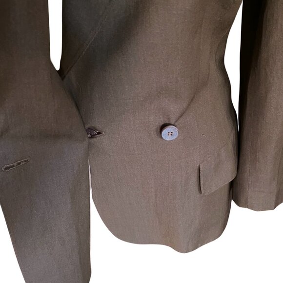 Vintage KL by Carl Lagerfeld 80s linen and wool blazer jacket, olive,, rare - Picture 8 of 16